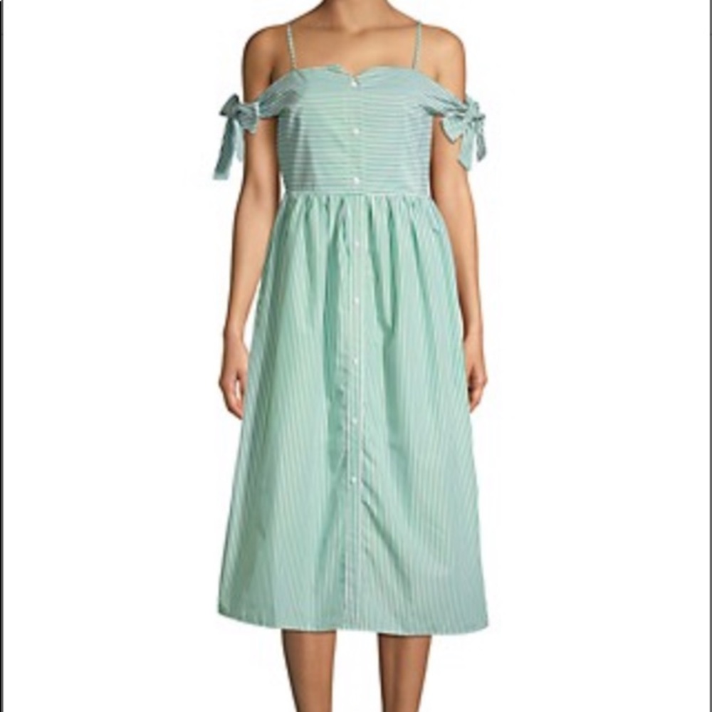 ENGLISH FACTORY Cold-Shoulder SM Midi Dress